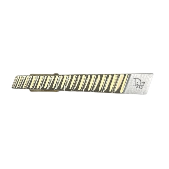 Christian Dior Men’s Vintage Silver and Gold Tie Bar Clip - Picture 1 of 5